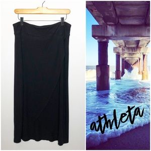 Athleta Faux Wrap Black Midi Skirt M